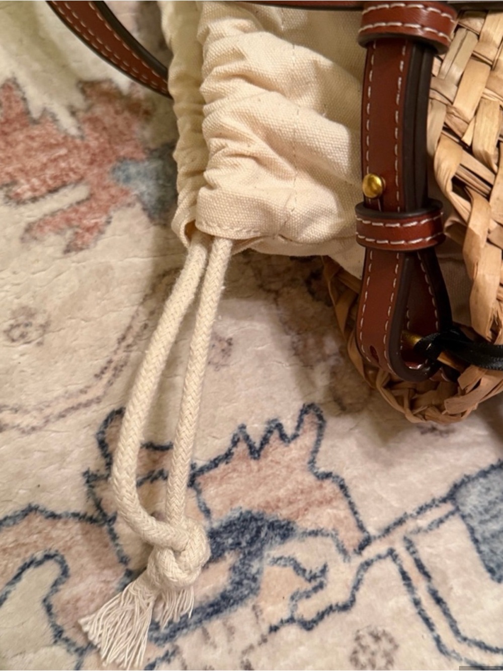 House of Harlow 1960 Straw Crossbody Bag with Brown Leather Trim - Picture 9 of 9